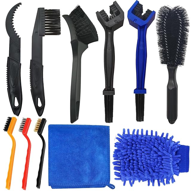 Jeu de nettoyage vélo LEWBDF onze pièces comprenant une brosse métallique