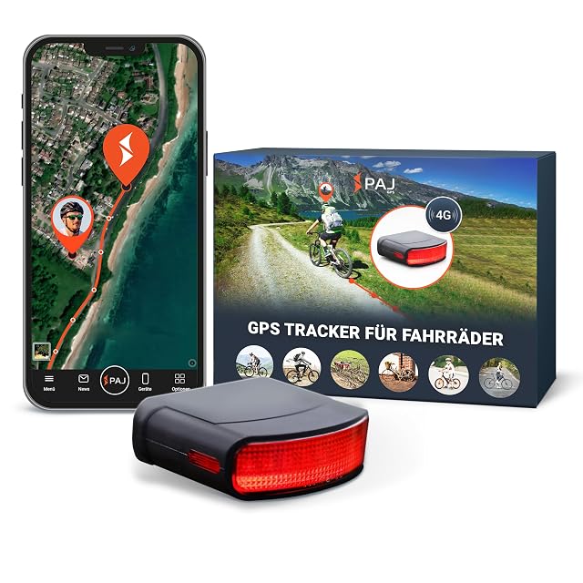 Feu arrière traceur GPS PAJ GPS monté sur une tige de selle