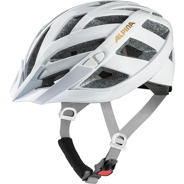 Casque ALPINA PANOMA Classic blanc brillant, de profil, cerclage de maintien visible