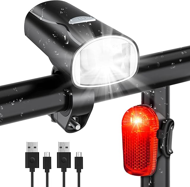 Kit d'éclairage vélo rechargeable Realky, ports de charge USB visibles