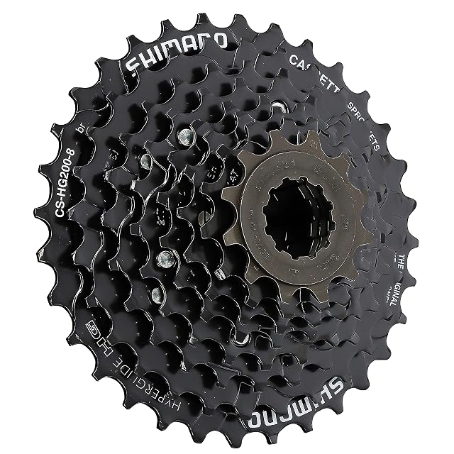 Cassette Shimano CS-HG200 8 vitesses, empilement de pignons visible