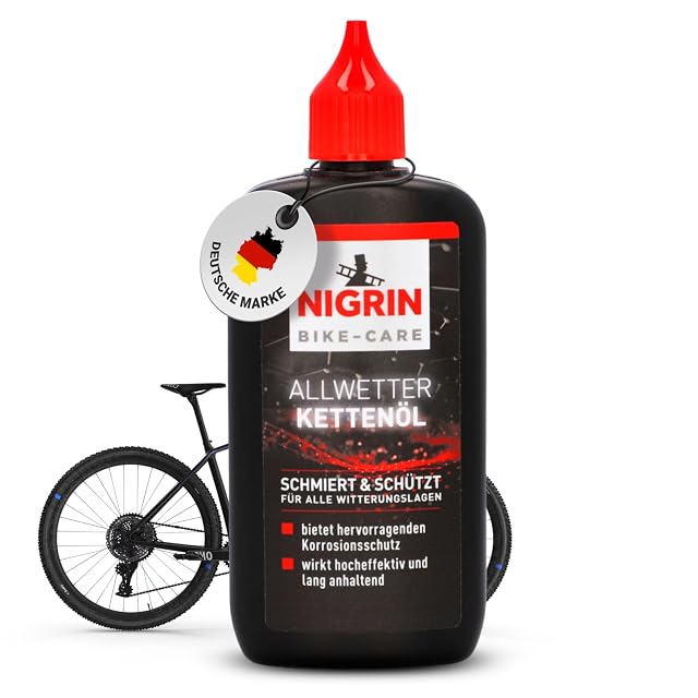 Flacon d'huile de chaîne NIGRIN BIKE-CARE toutes conditions, 100 ml
