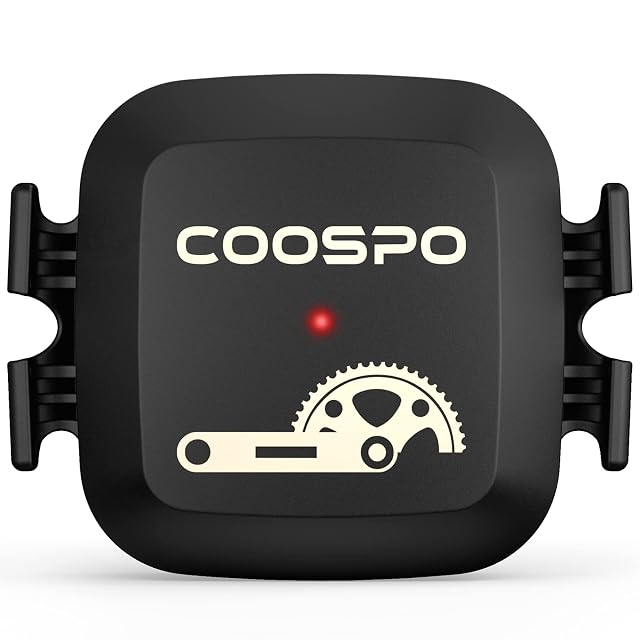 Boîtier de capteur vélo CooSpo BK467 présenté à côté de son élastique de fixation