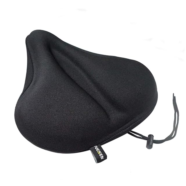 Couvre-selle gel large FUCNEN posé sur une selle de vélo large