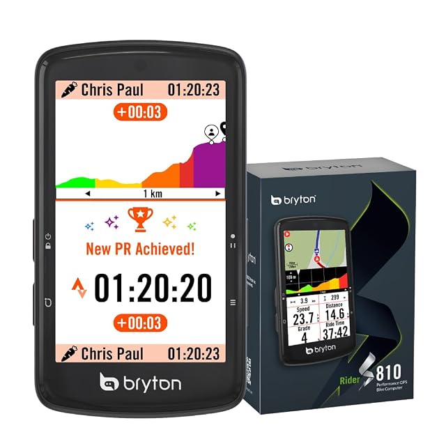 Compteur vélo Bryton Rider S810 avec son grand écran tactile couleur de 3,5 pouces