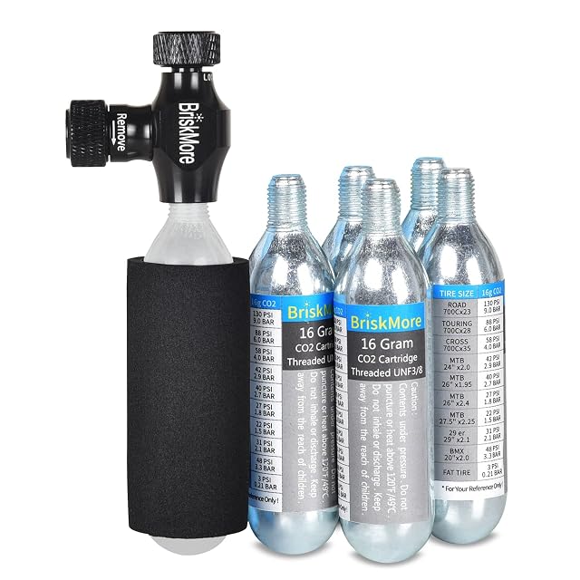 Tête de gonfleur CO2 BriskMore en aluminium usiné avec ses cartouches