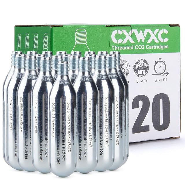 Lot CXWXC de vingt cartouches de CO2 avec une tête de gonfleur deux-en-un