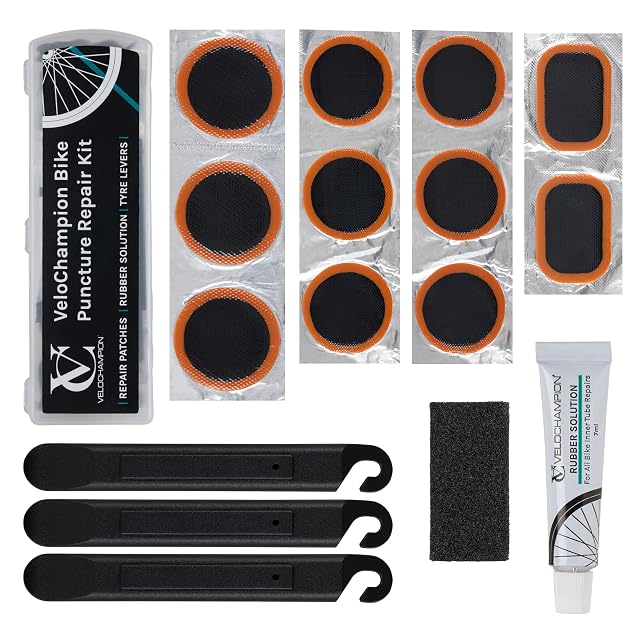 Kit de réparation de crevaison VeloChampion avec rustines et dissolution