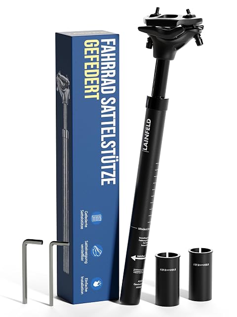 Tige de selle suspendue LAINFELD, mécanisme à ressort visible