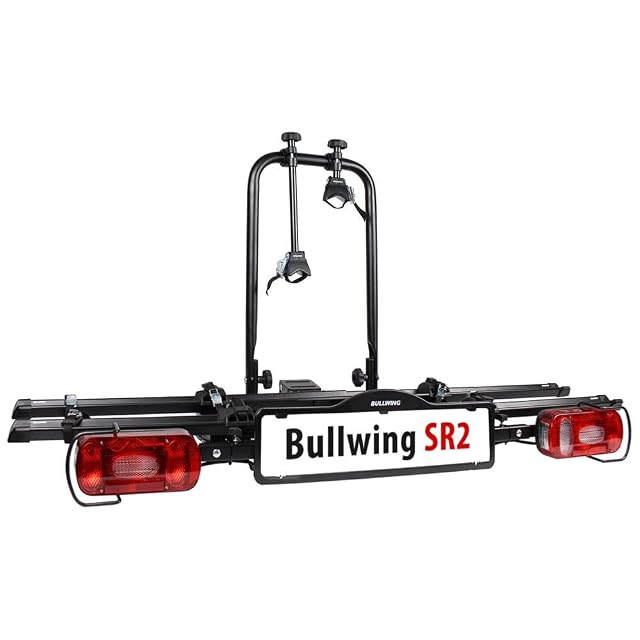 Porte-vélos d'attelage Bullwing SR2 basculé pour accéder au coffre