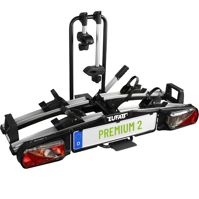Porte-vélos d'attelage EUFAB PREMIUM 2 avec deux vélos montés